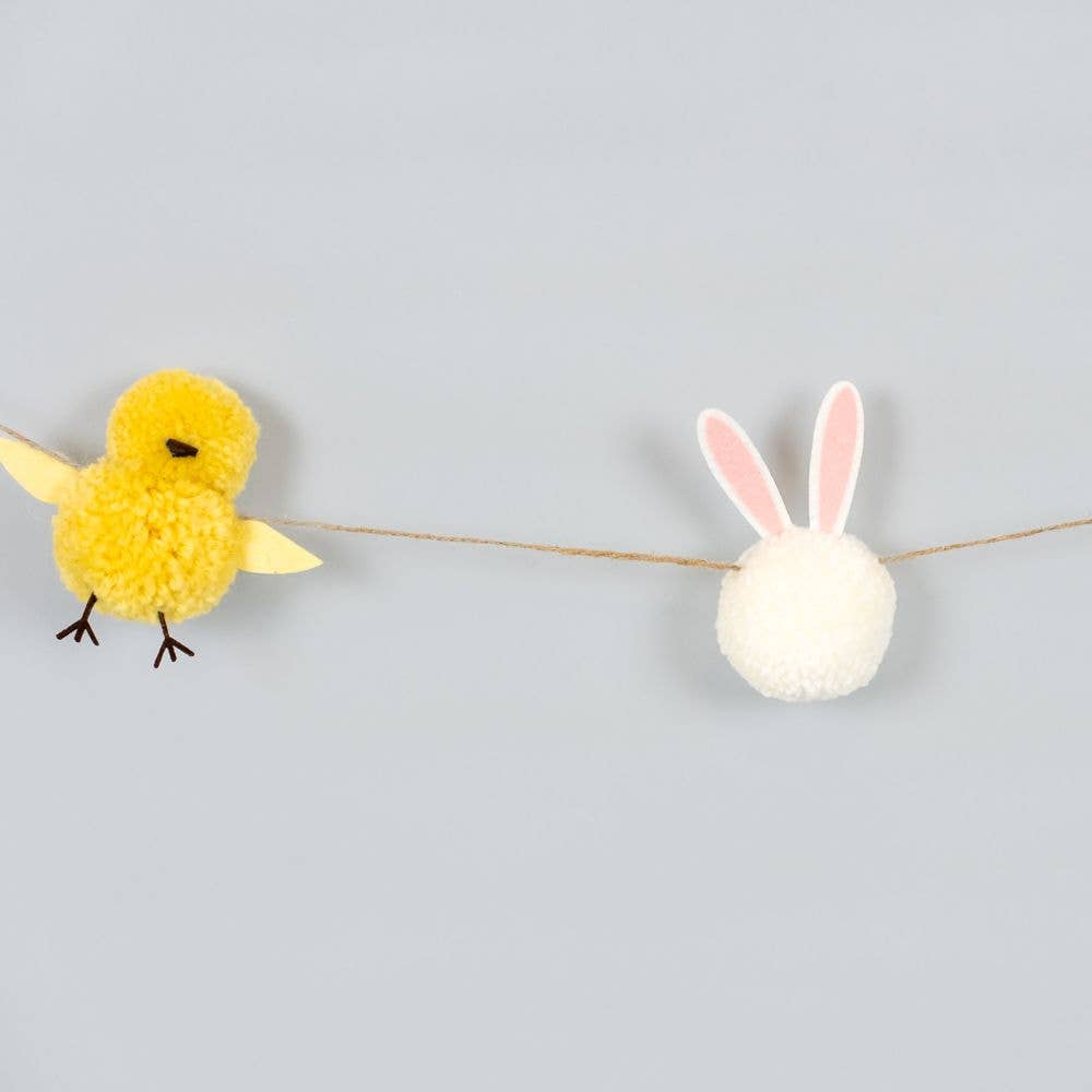 35021 - 5' pom pom garland BUNNY/CHICK Easter Spring decor