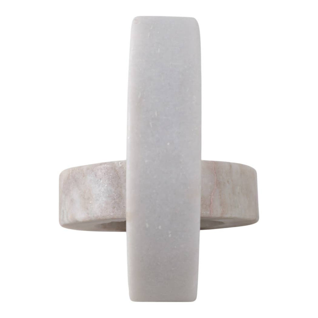 Sculpture Double Ring - White/Beige Marble Finish, 6 in.
