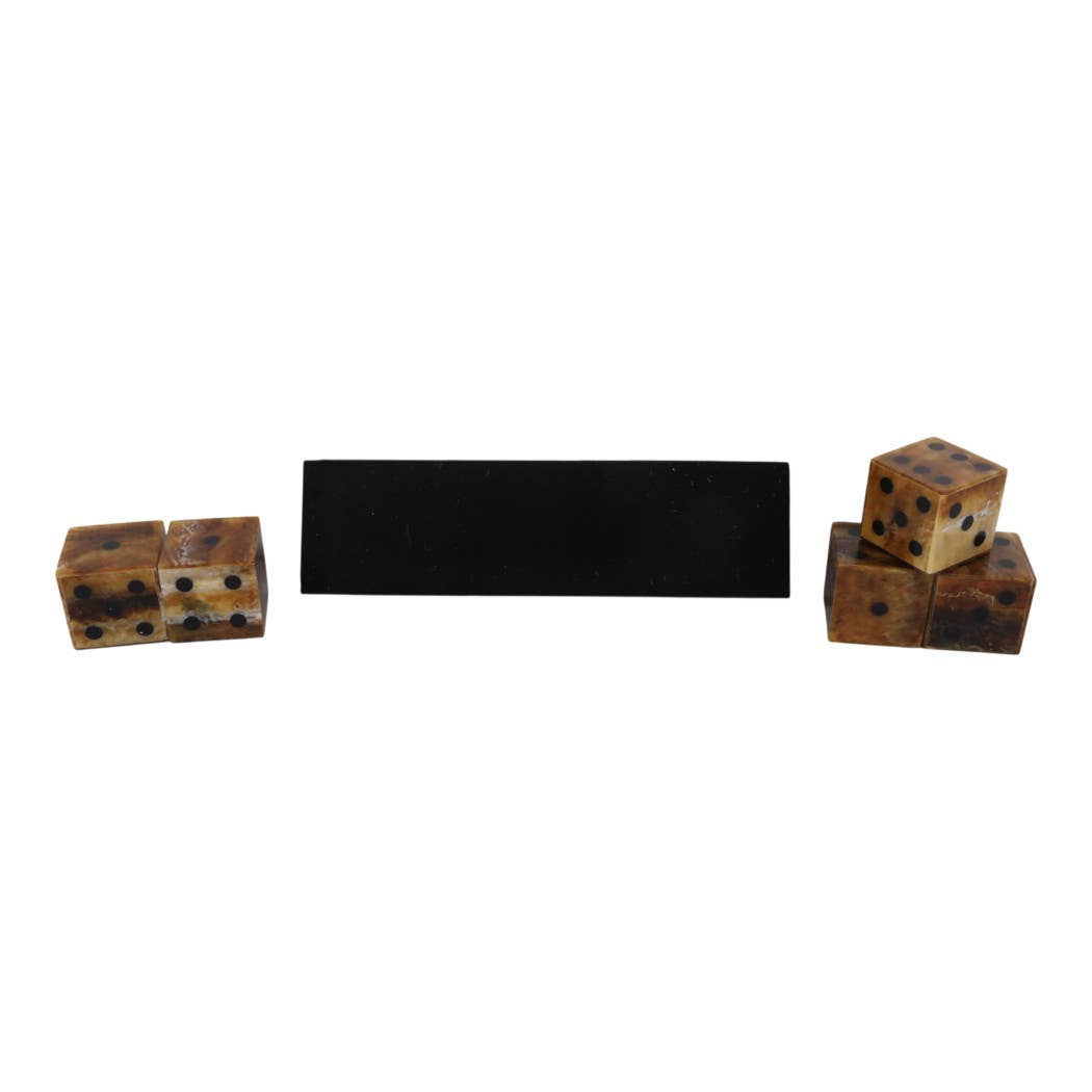 Board Game - Brown Wood Resin Tortoise Dice Set, 11 in.