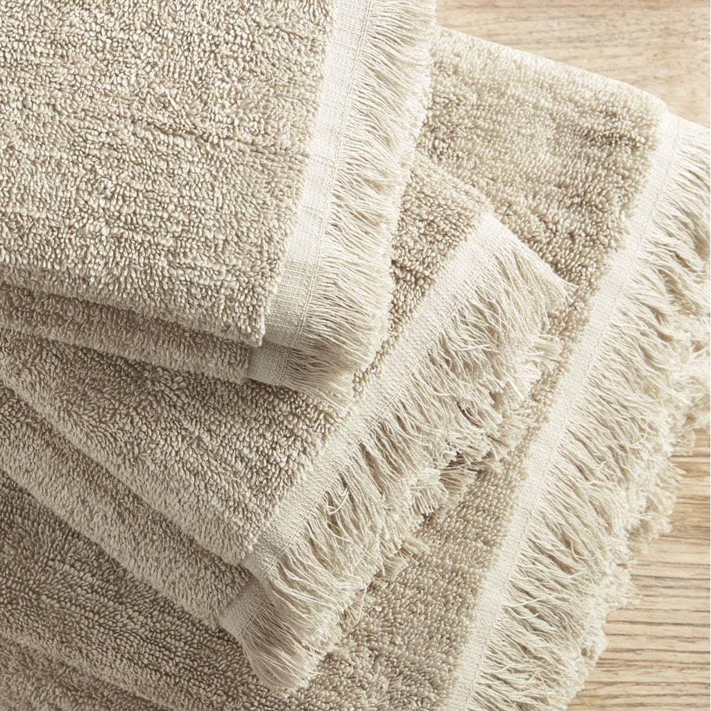 Terry Cotton 630gsm Fringed 6-Piece Towel Set, Taupe