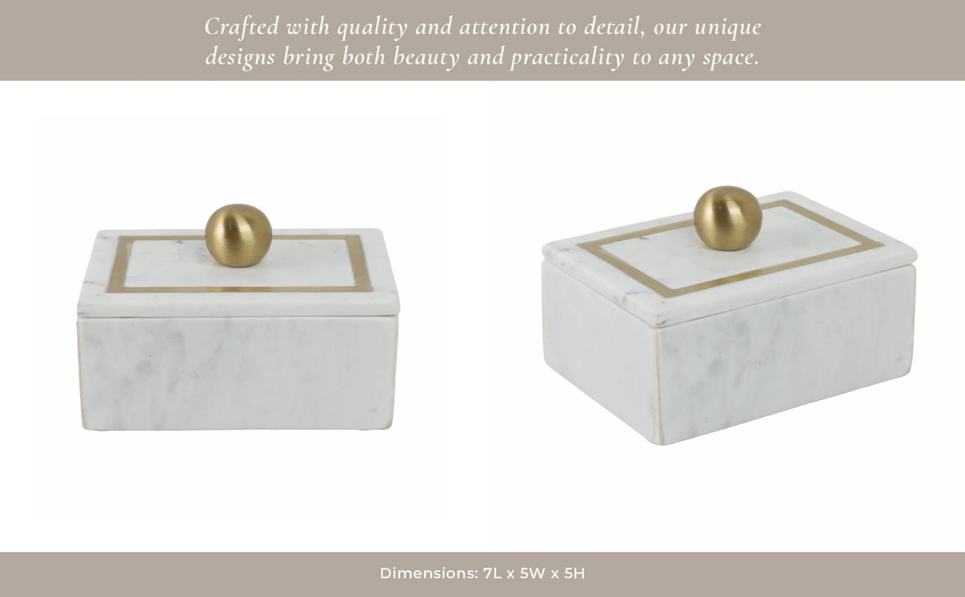 Marble Rectangular Box with Removable Lid - White, 7 in.