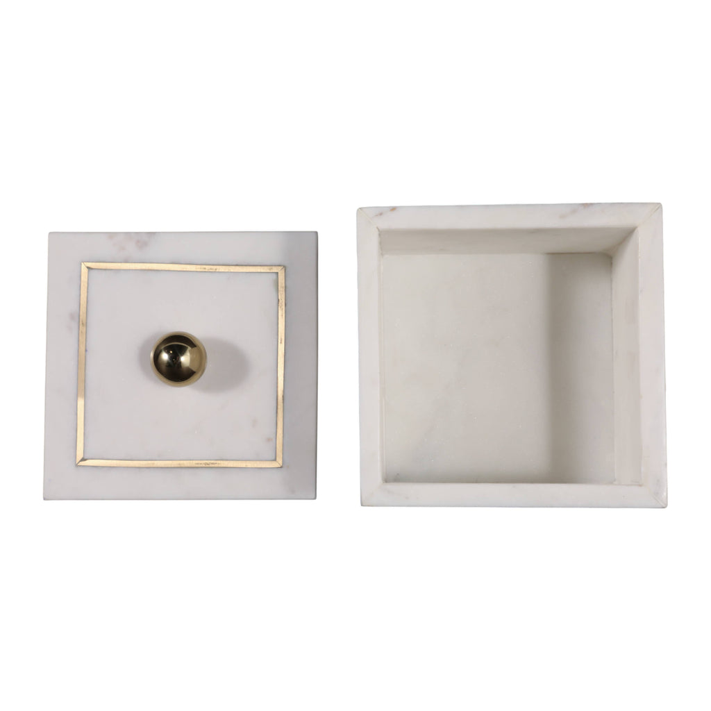 Marble Modern Storage Box with Removable Lid - White, 5 in.