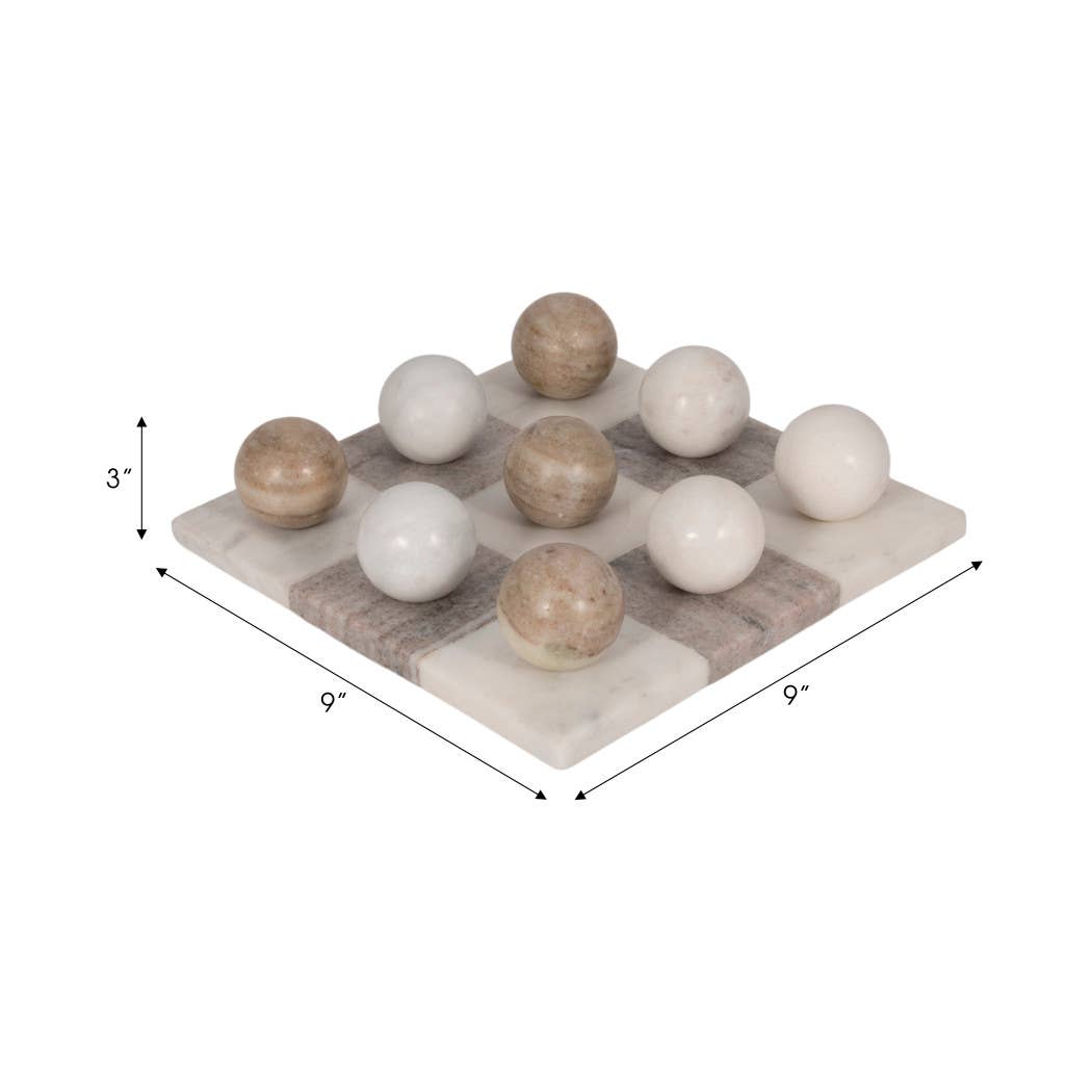 Marble Casual Tic-Tac-Toe Decorative Game Set - Ivory, 9 in.