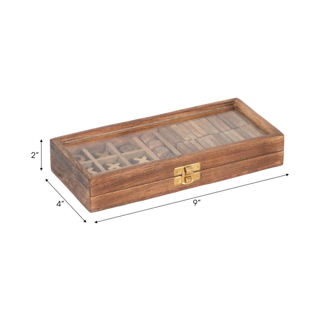 Wooden Elegant Casual Table Game Box - Brown, 9 x 4 in.
