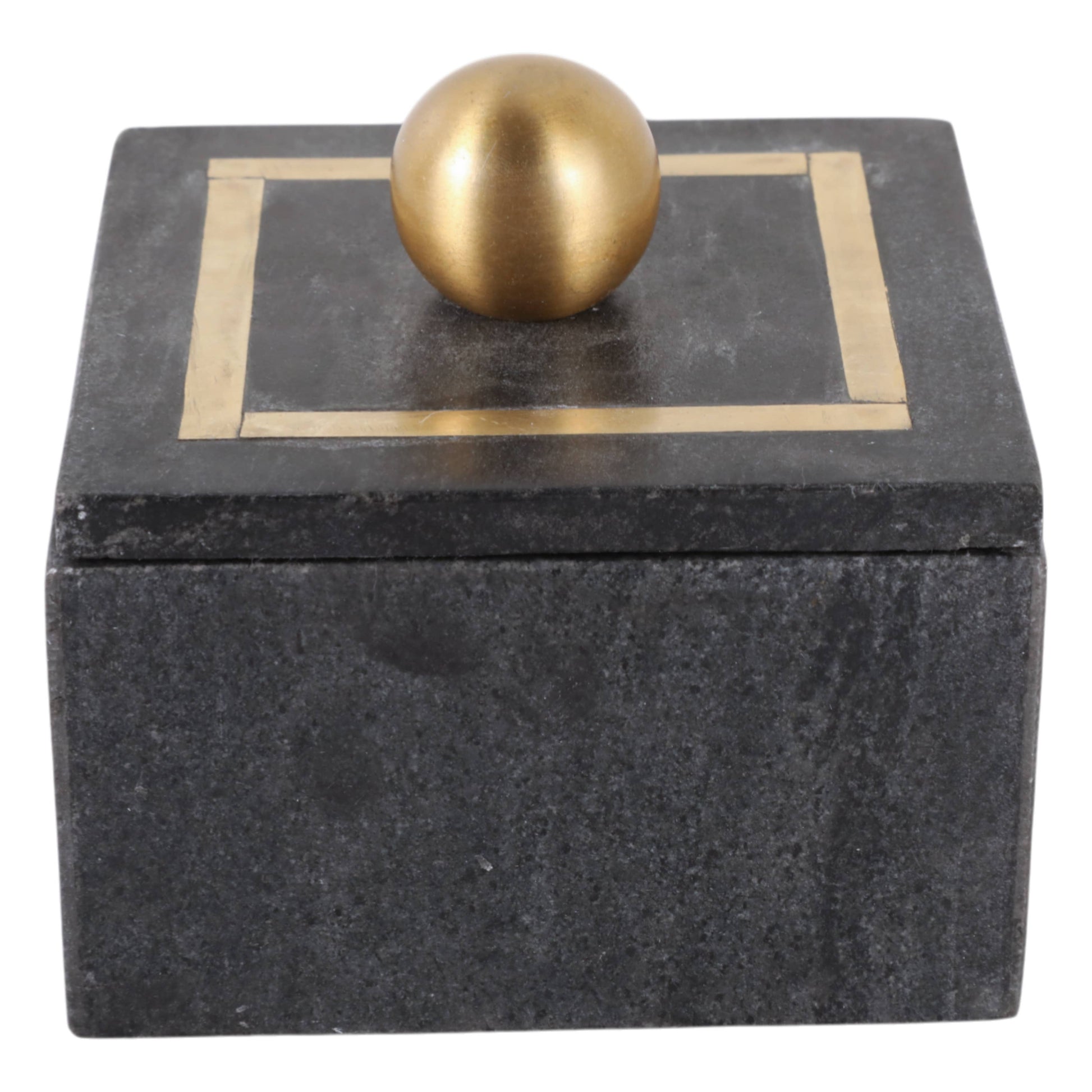 Marble Modern Square Storage Box with Knob - Black, 5 in.