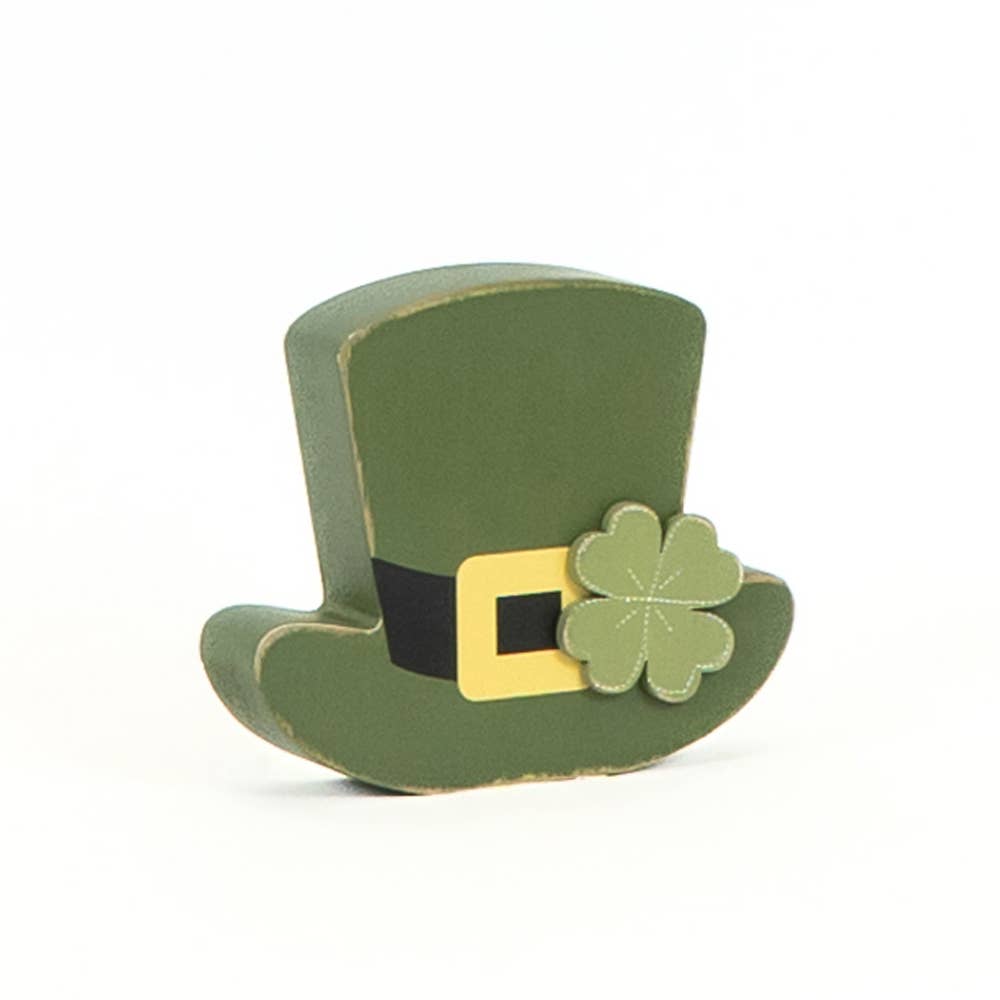 20112 - 4.75x4x1.25 chunky wood (HAT) St Patrick's Day decor