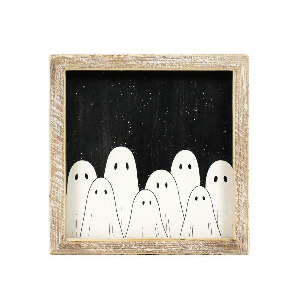 50502 - 7x7 wood sign (GHOST/MUSHROOM) Halloween Fall Décor