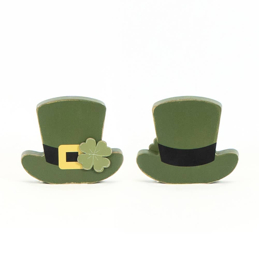 20112 - 4.75x4x1.25 chunky wood (HAT) St Patrick's Day decor