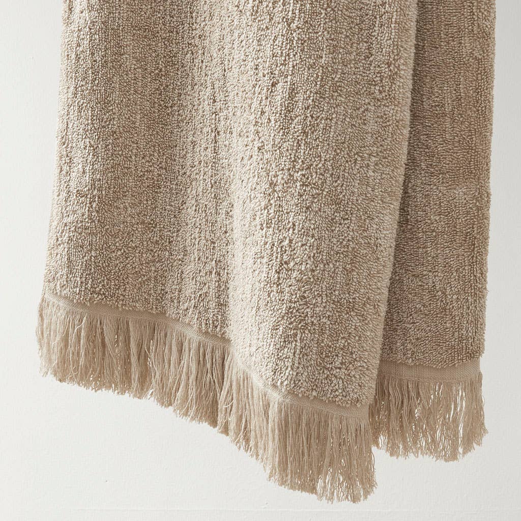 Terry Cotton 630gsm Fringed 6-Piece Towel Set, Taupe