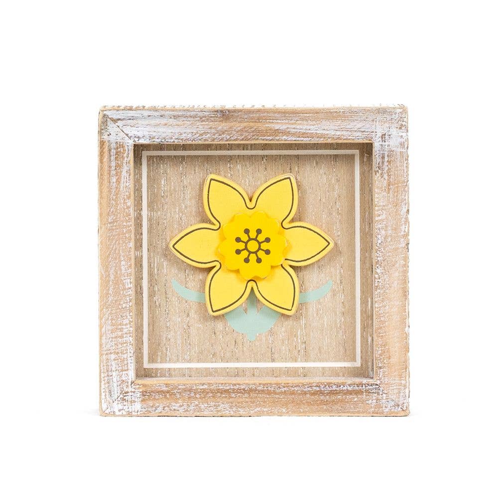 35016 - 5x5 wood sign TULIP/DAFFODIL Easter Spring decor