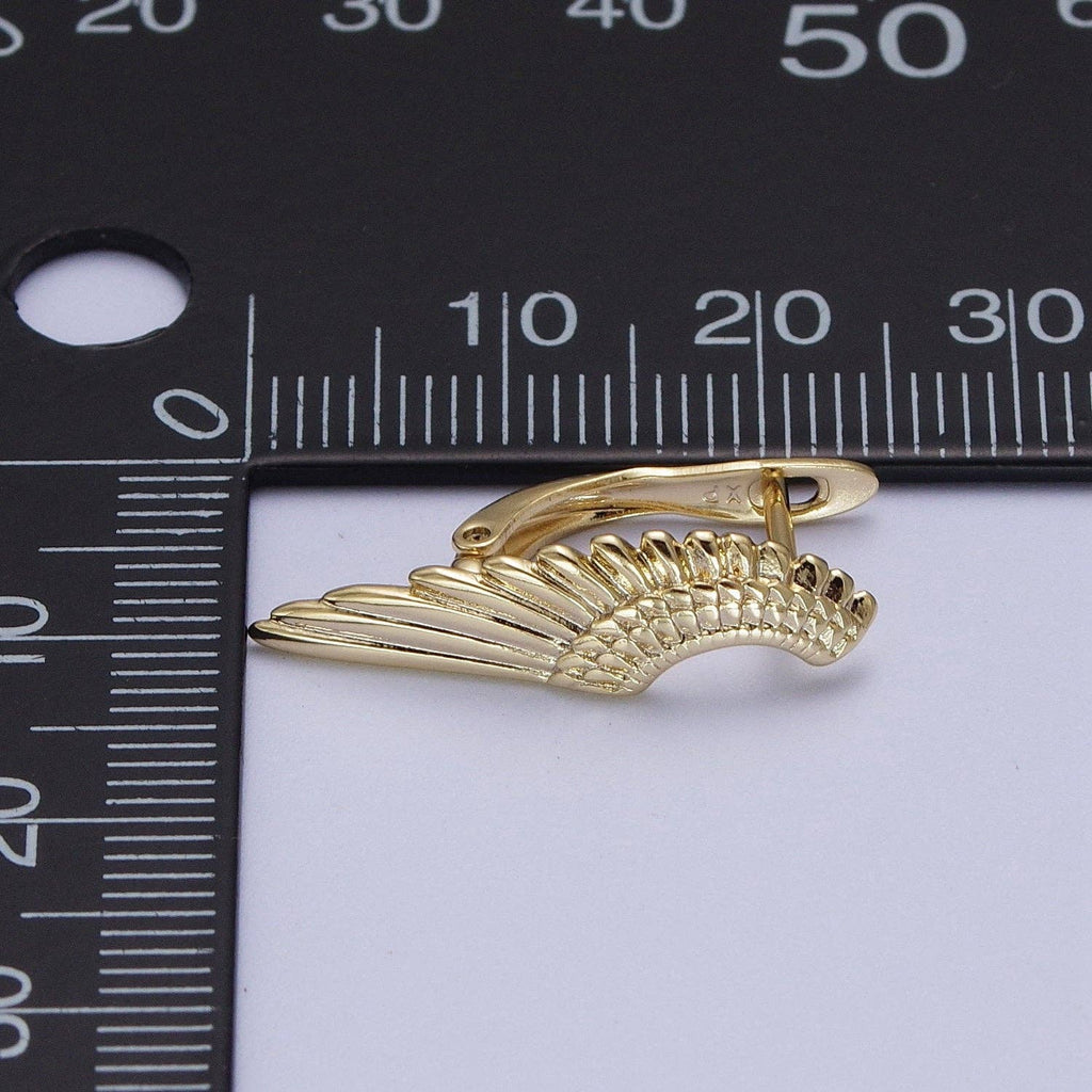 Angel Wing Earrings, Gold Hoop Earrings With Wing AE1012