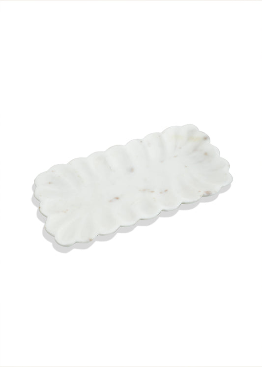 Scalloped Elegance Marble Platter