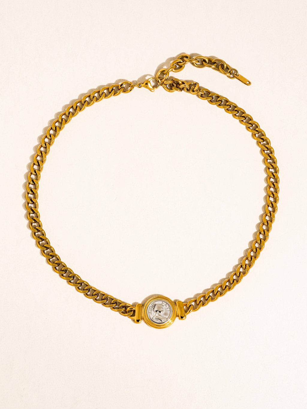 Parisse 18K Gold Non-Tarnish Coin Pendant Necklace
