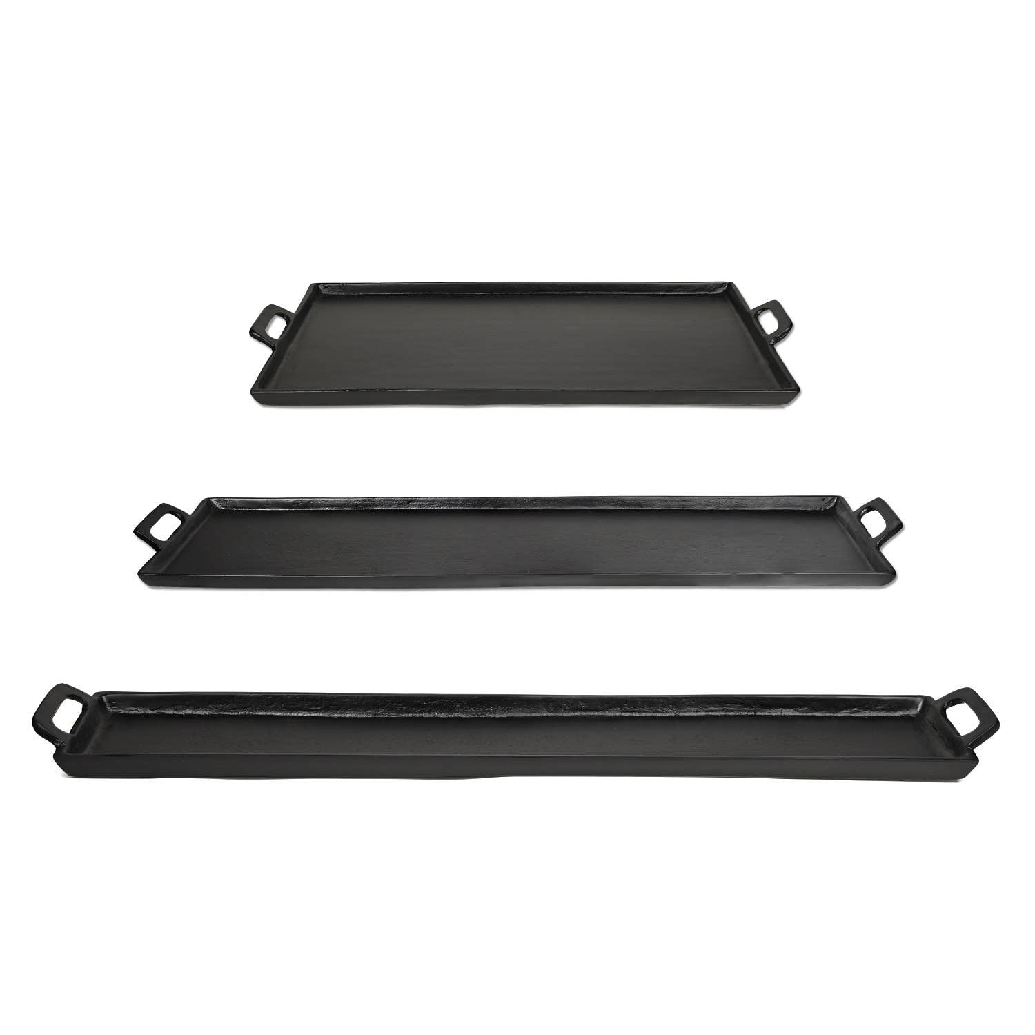 Black Alum. Tray with Handles 15x25”
