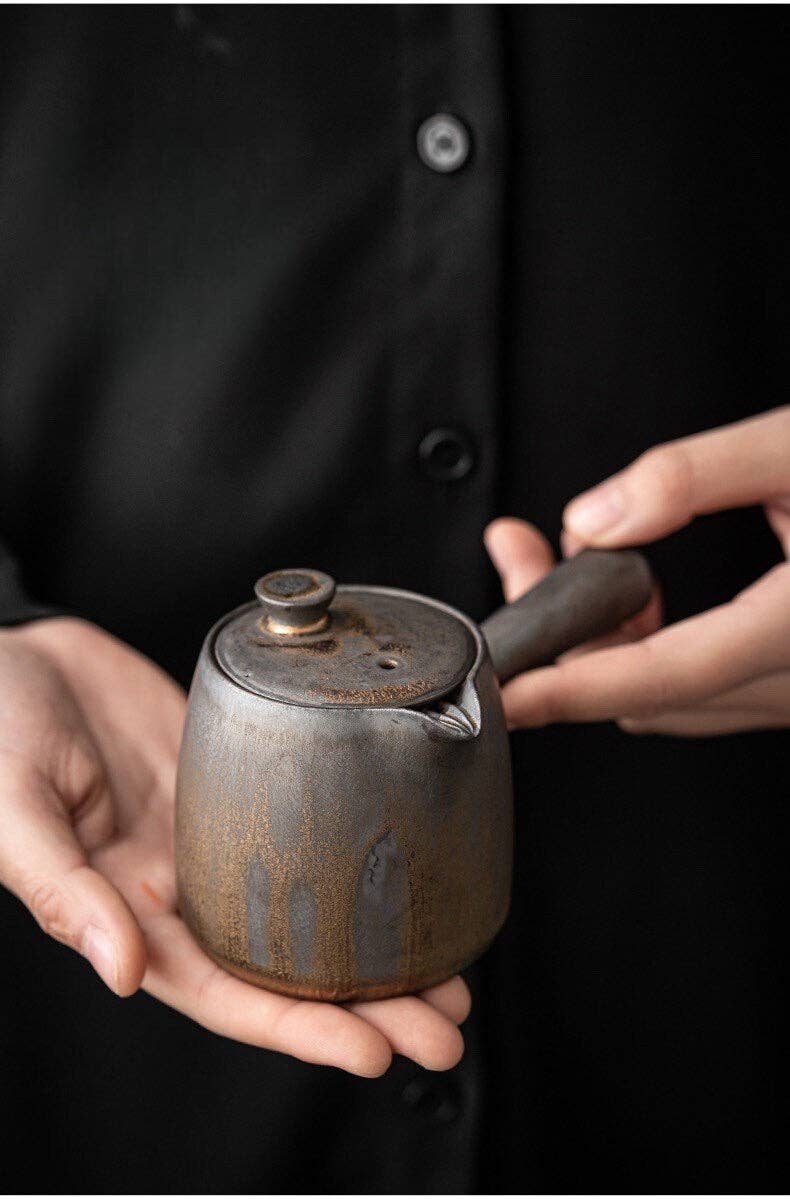 Everyday Side handle Ceramic Metallic Glaze Teapot