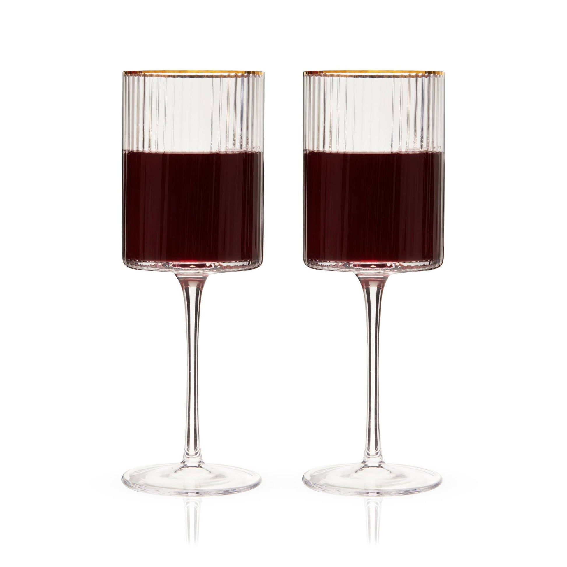 Deco Meridian Gold Rimmed Crystal Wine Glasses Set of 2