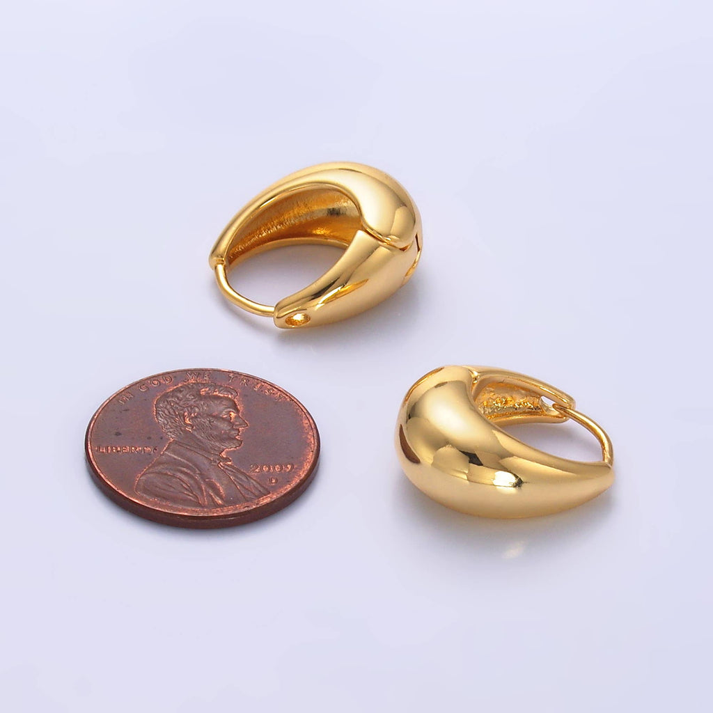 Gold Dome Hoops Earrings 15mm Minimalist Jewelry