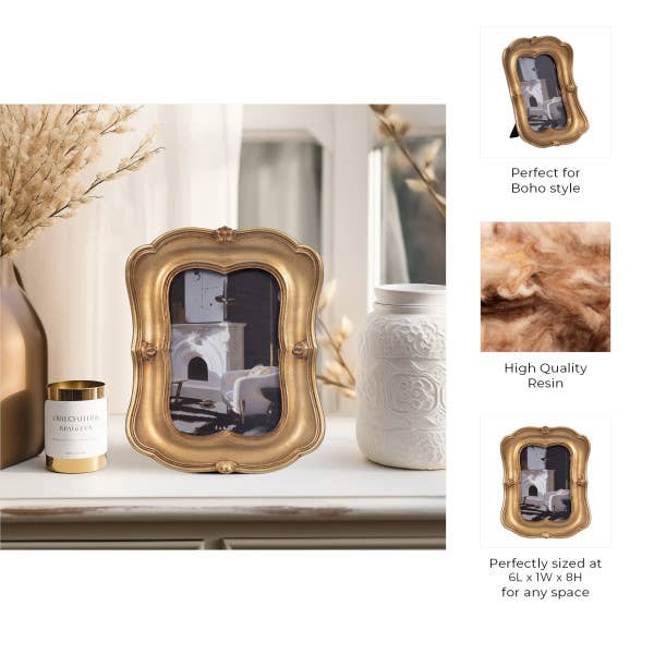 Photo Frame - Gold Resin Decorative Vintage, 4x6 in.