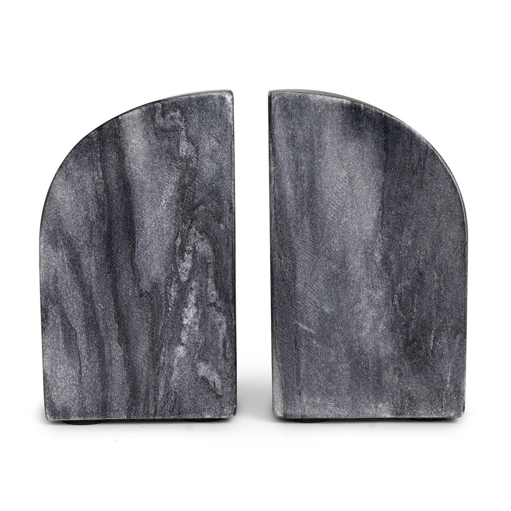 Set of 2 Grey Marble Bookends