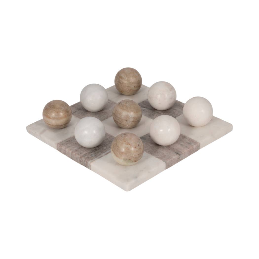Marble Casual Tic-Tac-Toe Decorative Game Set - Ivory, 9 in.