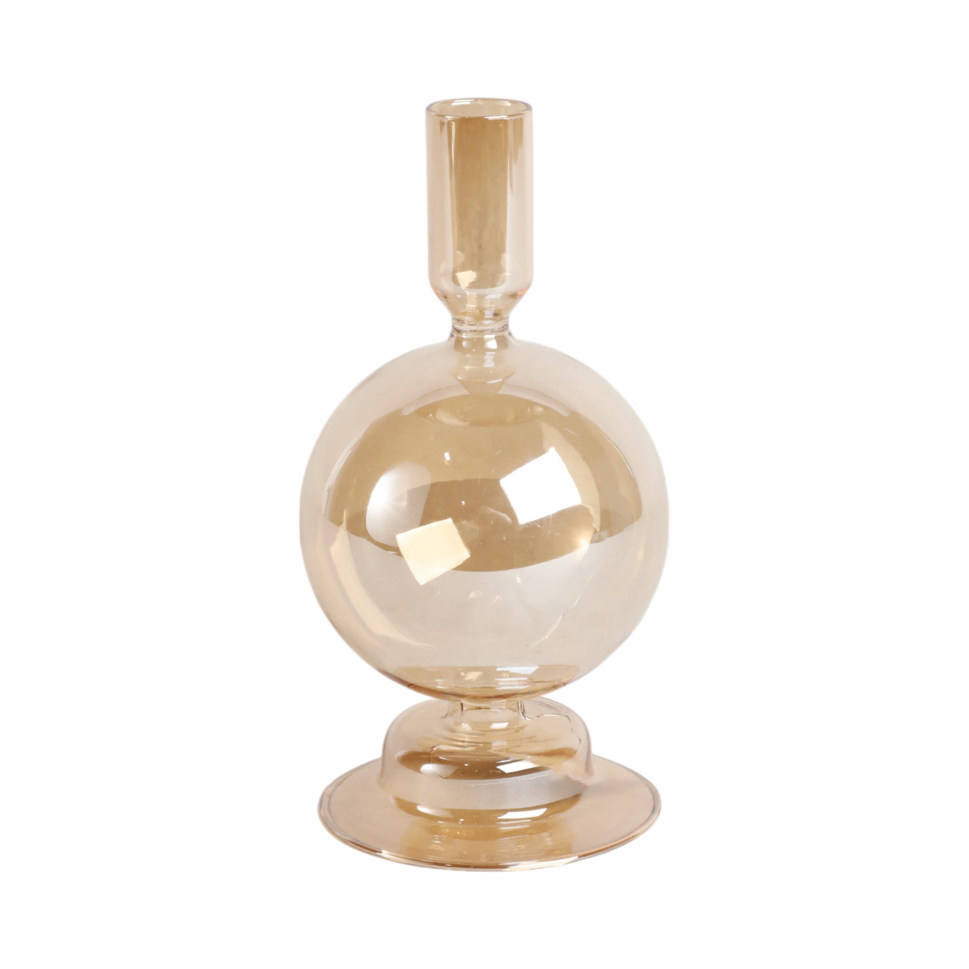 Taper Candle Holder - Gold Luster Glass Bubble, 7 in.