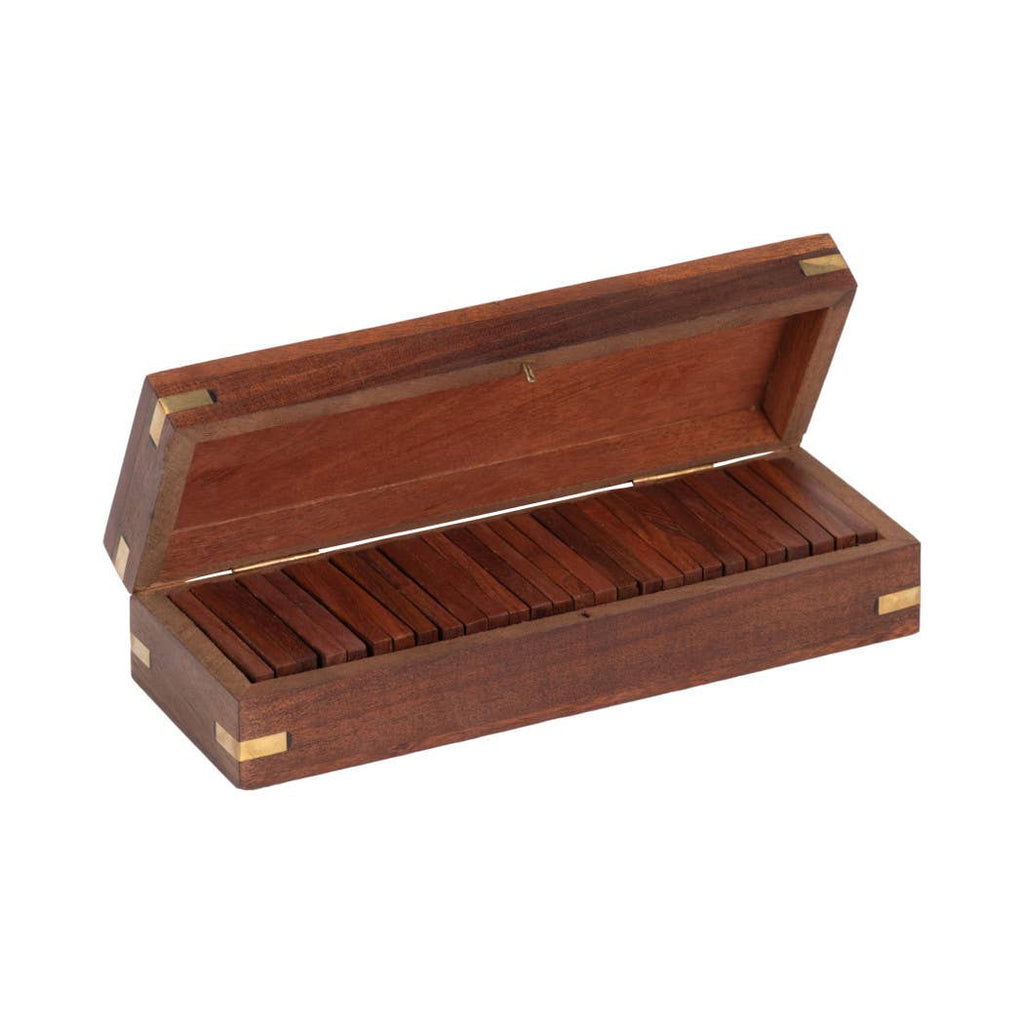 Box Game Set - Brown Wood Rectangular Dominoes, 8 in.