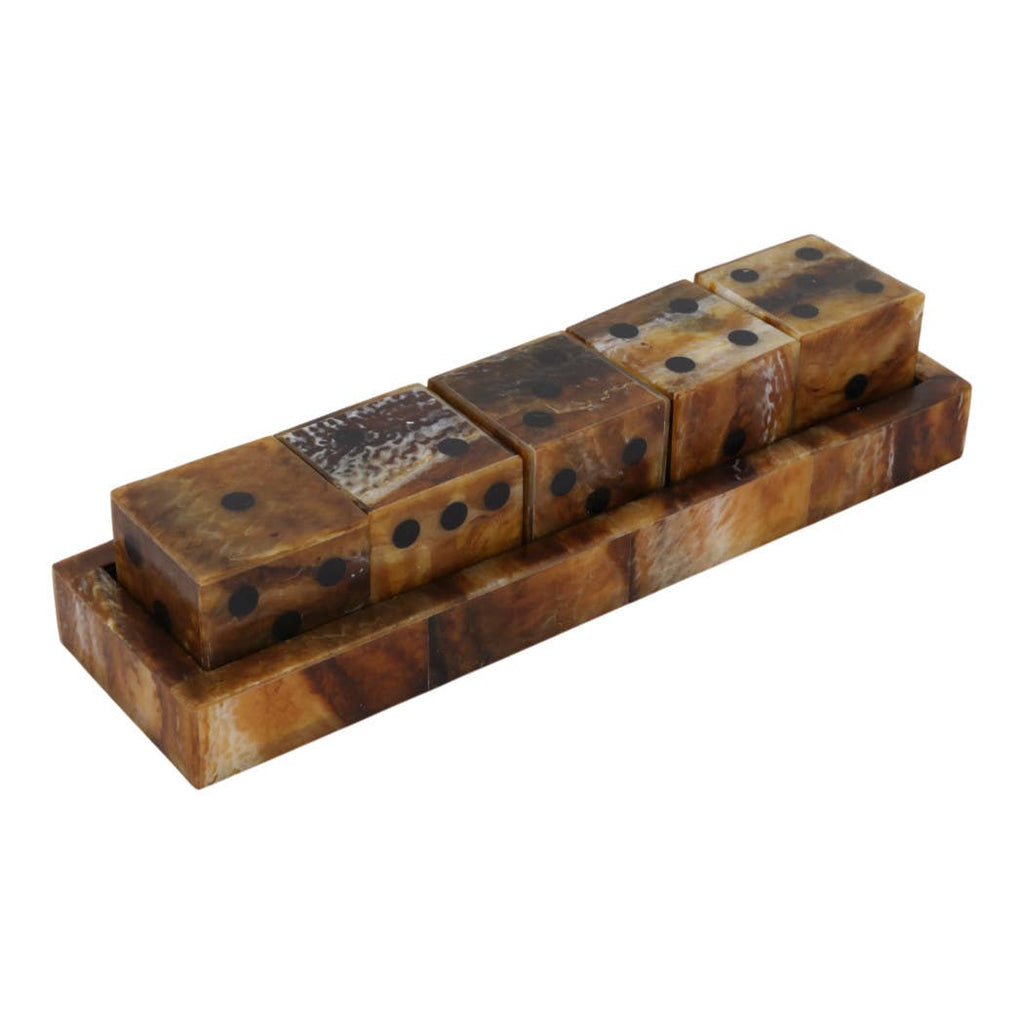 Board Game - Brown Wood Resin Tortoise Dice Set, 11 in.