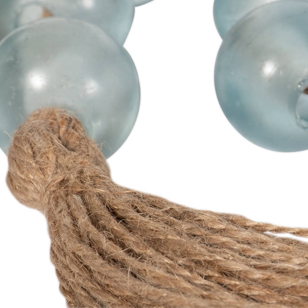 Beaded Garland - Blue Glass with Jute Tassel, 34 in.