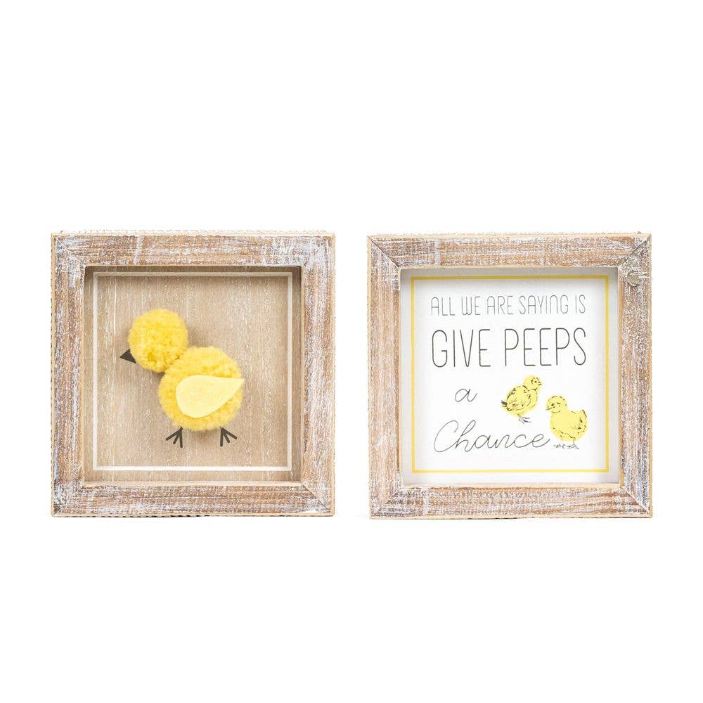 35015 - 5x5 wood frame sign CHICK/PEEPS Easter Spring decor