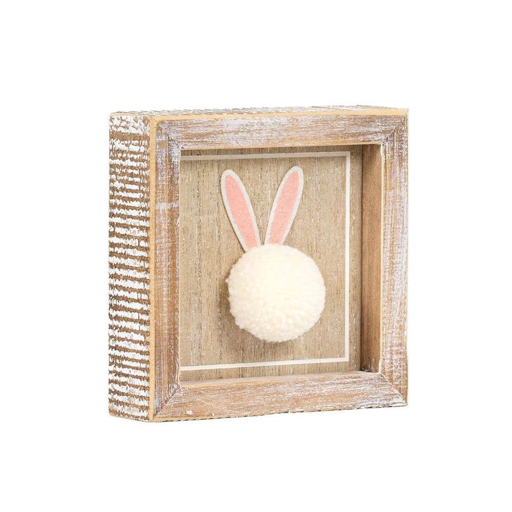 35014 - 5x5 wood frame sign BUNNY/KISSES Easter Spring decor