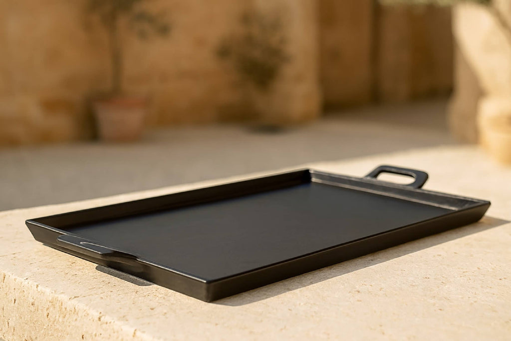Black Alum. Tray with Handles 15x25”