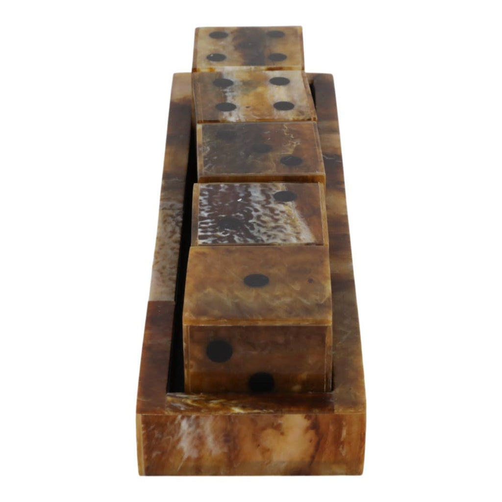 Board Game - Brown Wood Resin Tortoise Dice Set, 11 in.