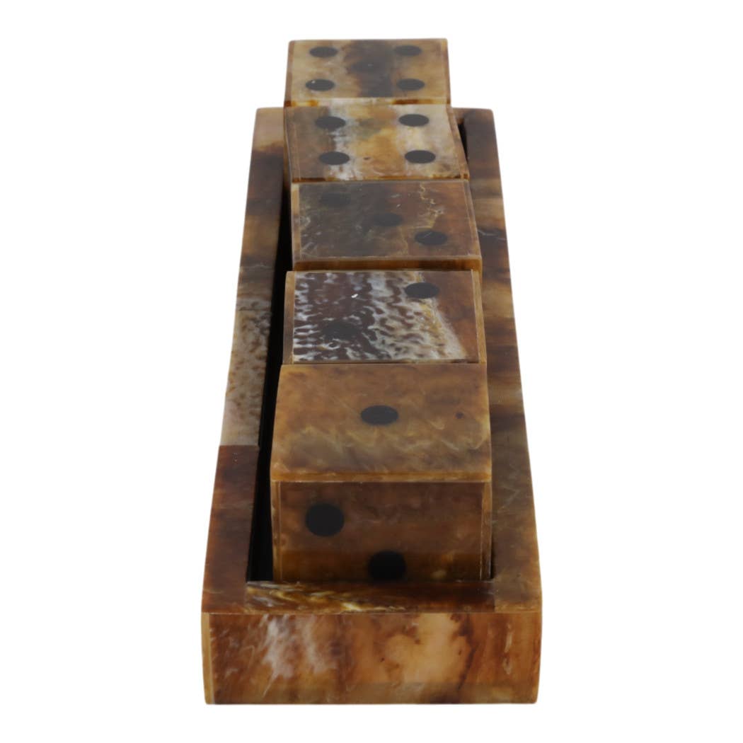 Board Game - Brown Wood Resin Tortoise Dice Set, 11 in.
