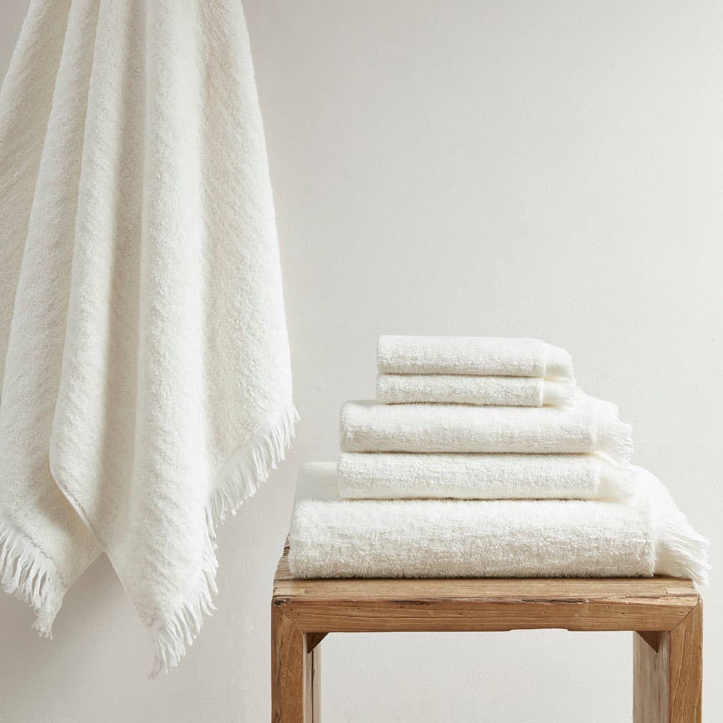 Terry Cotton 630gsm Fringed 6-Piece Towel Set, Ivory