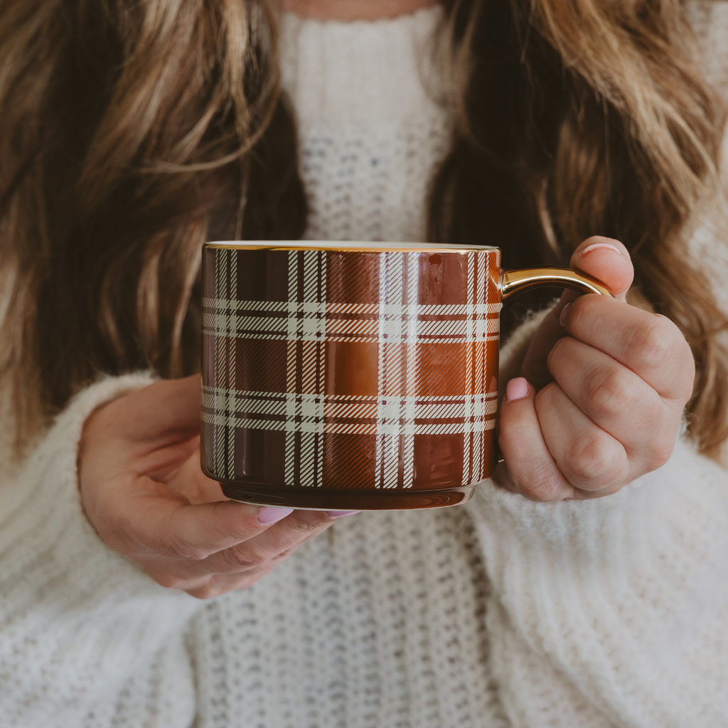 *NEW* Brown Plaid Coffee Mug - Fall Decor & Gifts