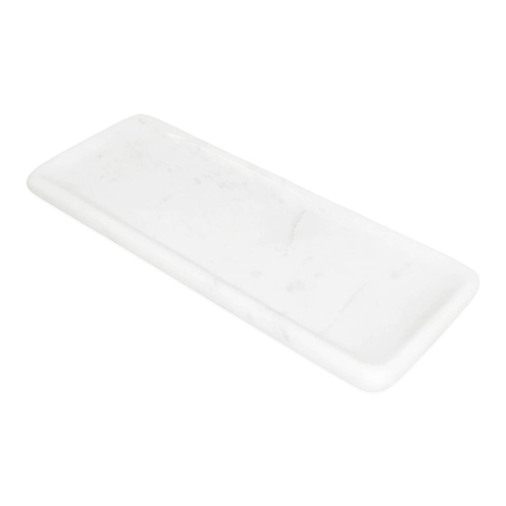 Sm. White Marble Round Edged Tray