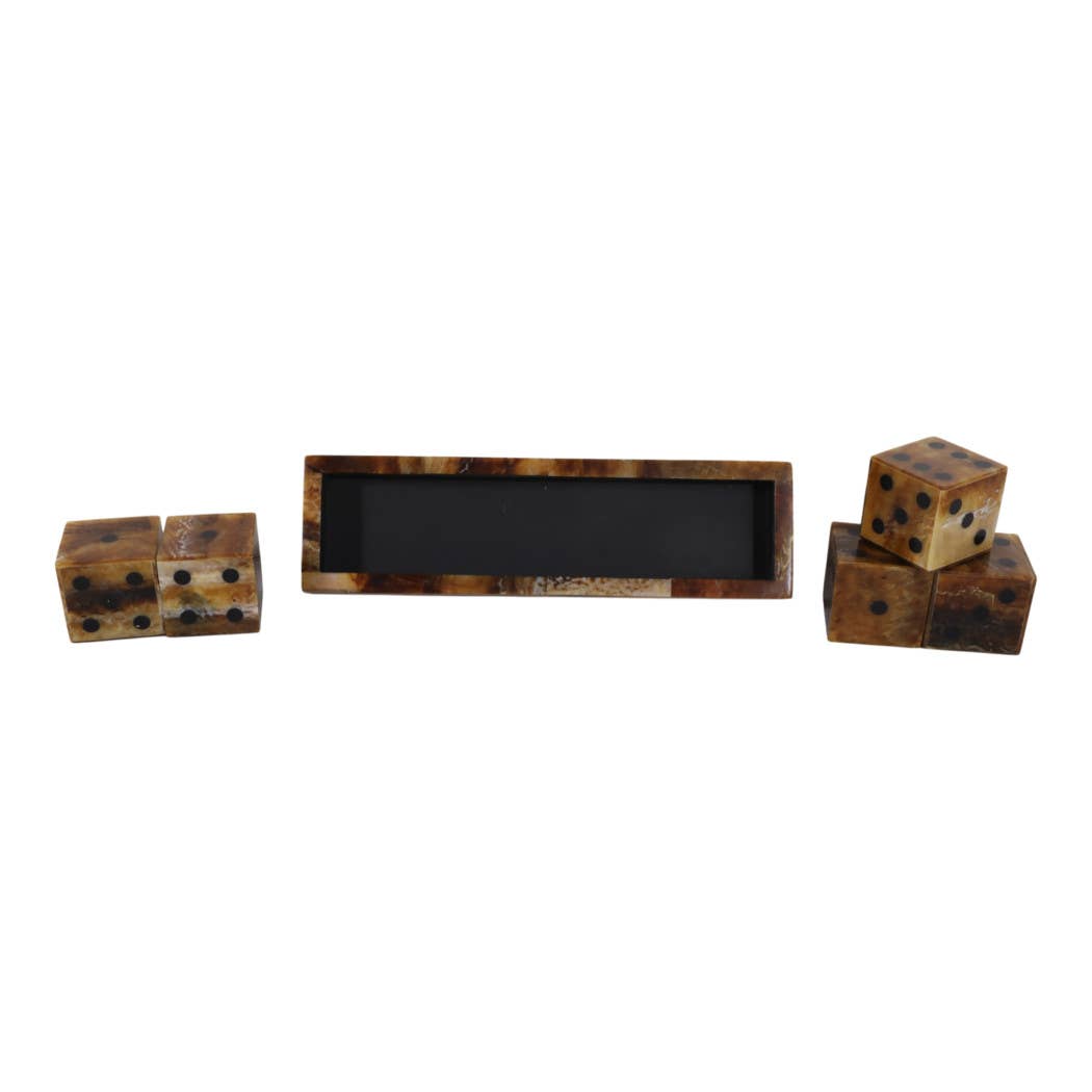 Board Game - Brown Wood Resin Tortoise Dice Set, 11 in.