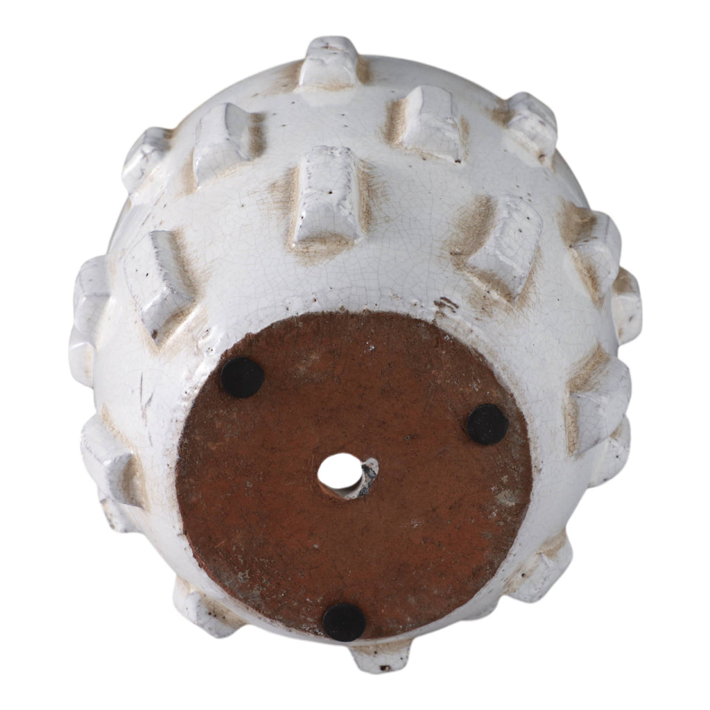 Terracotta Sculptural Hobnail Planter - White, 8 in.
