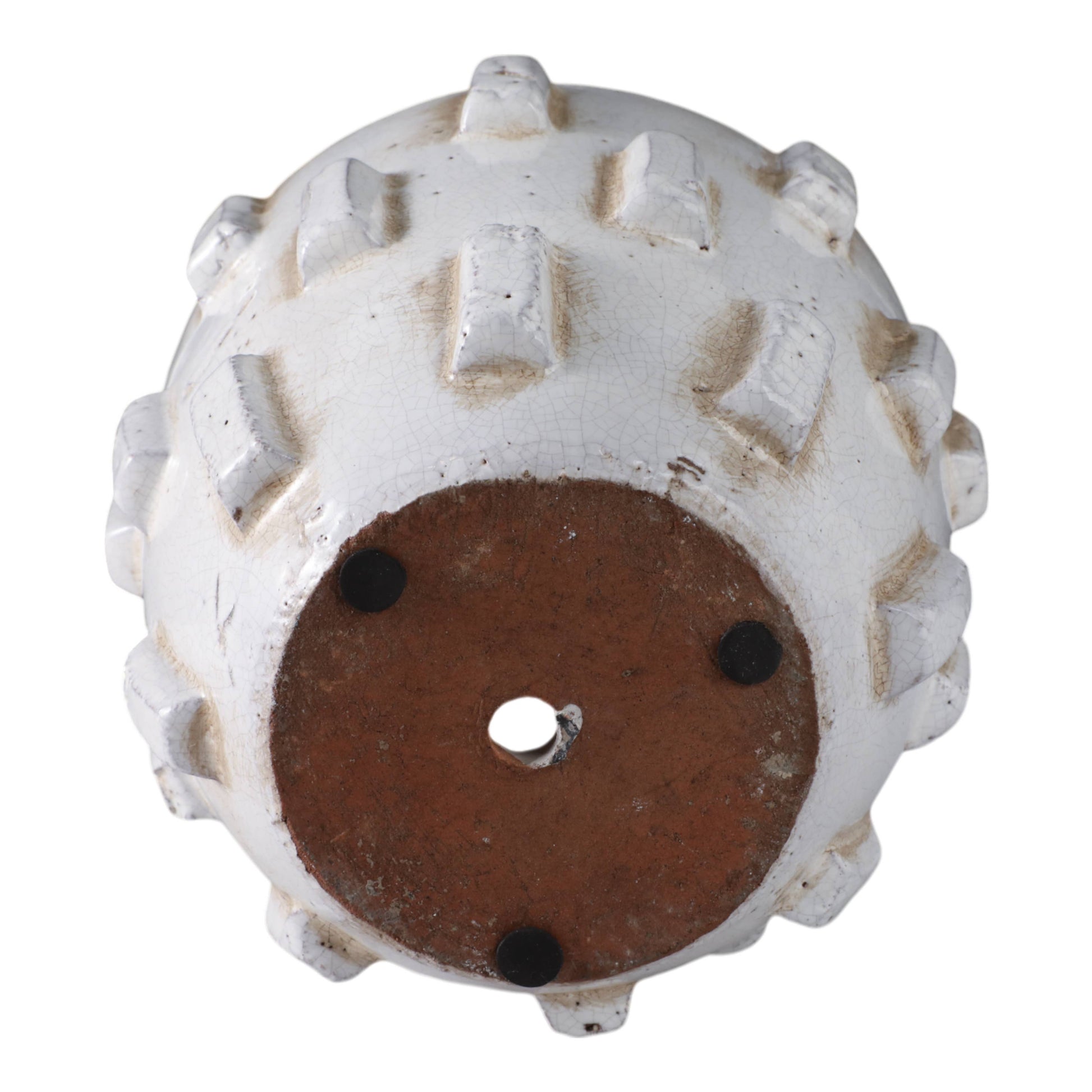 Terracotta Sculptural Hobnail Planter - White, 8 in.