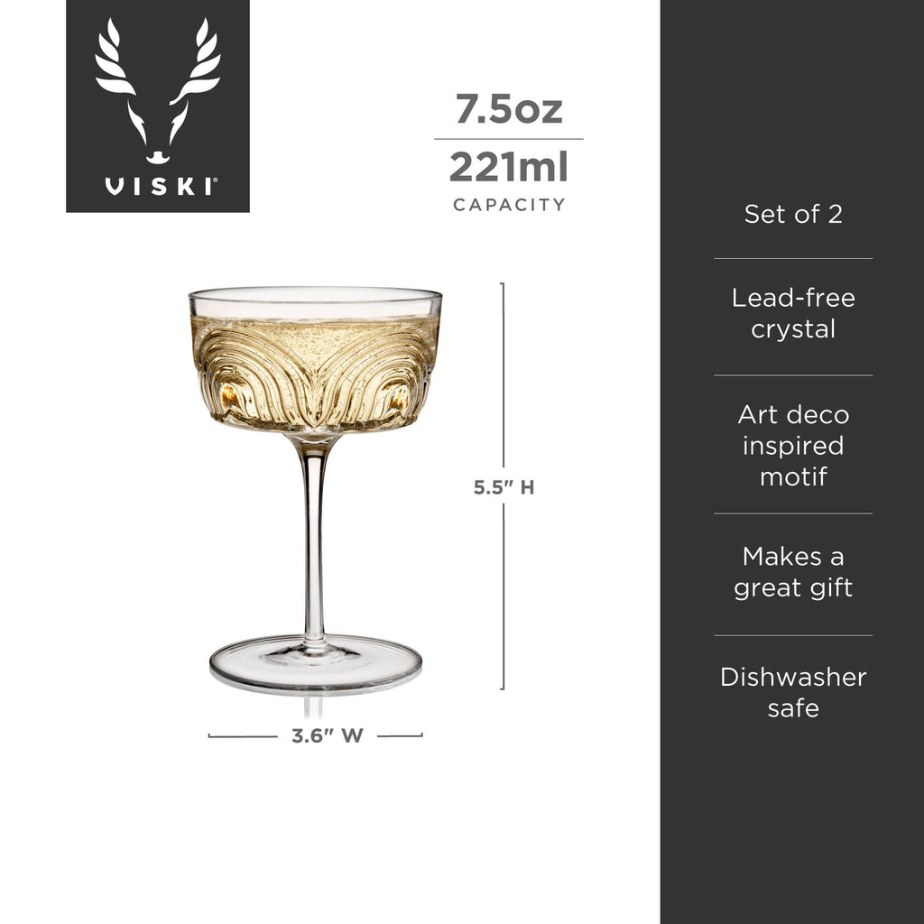 Deco Beau Crystal Cocktail Coupes Set of 2