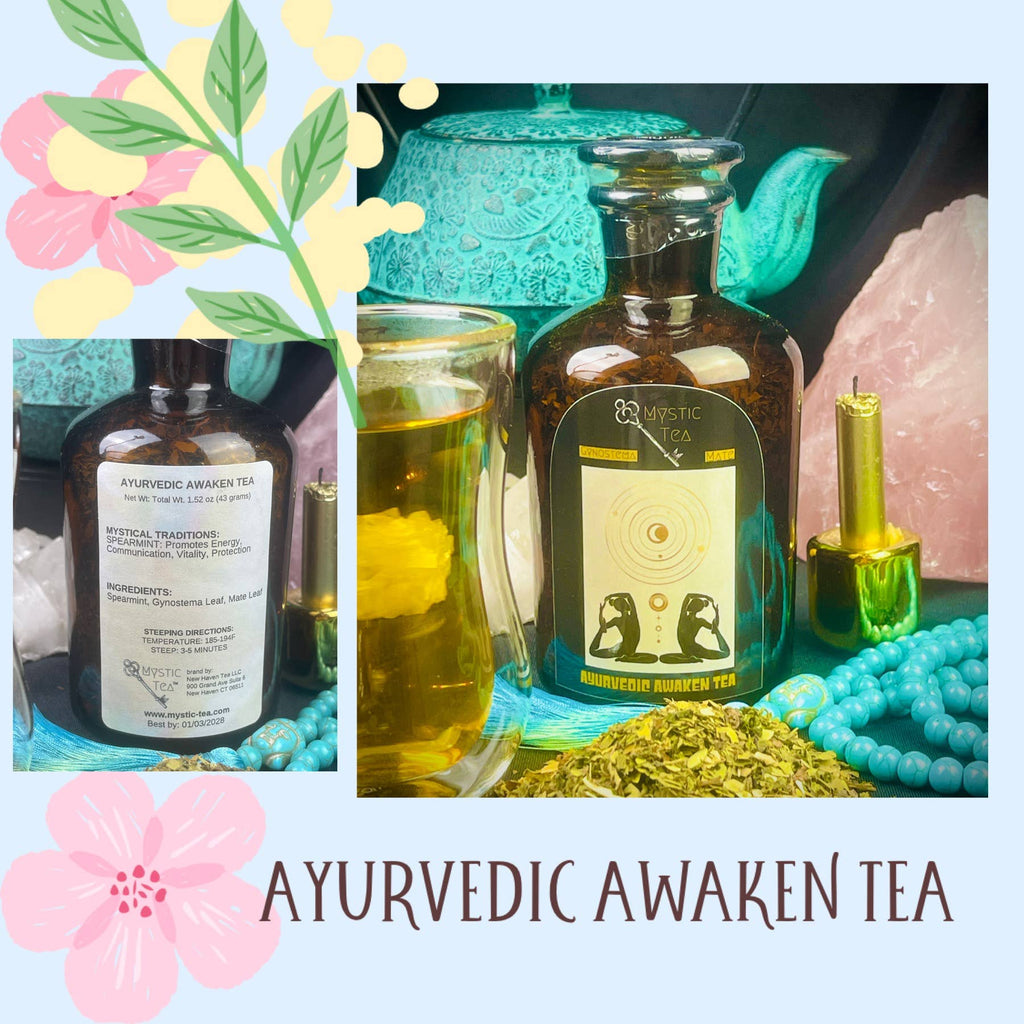 Mystic Tea Ayurvedic Blends in Glass Brown Apothecary Jars - AWAKEN