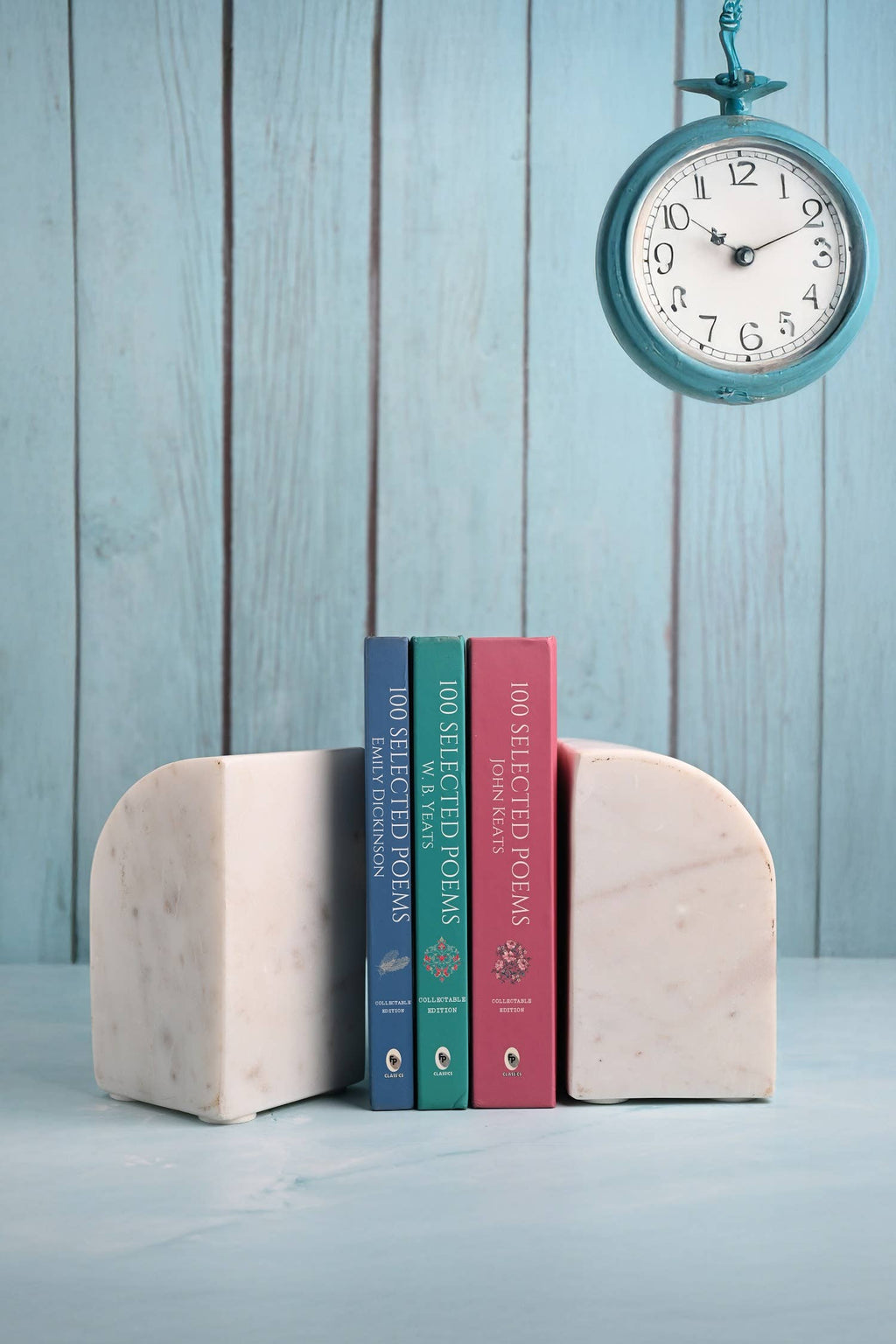 Set of 2 White Marble Bookends
