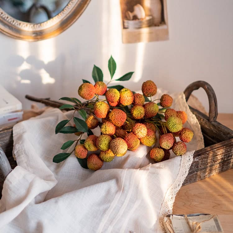 Artificial Fruit Lychee Stem 27" Tall