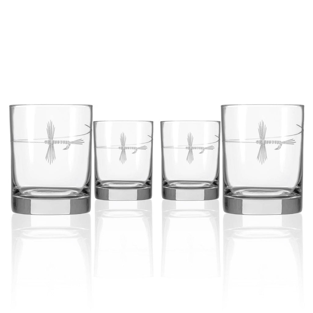 Fly Fishing Double Old Fashioned Glass 13oz