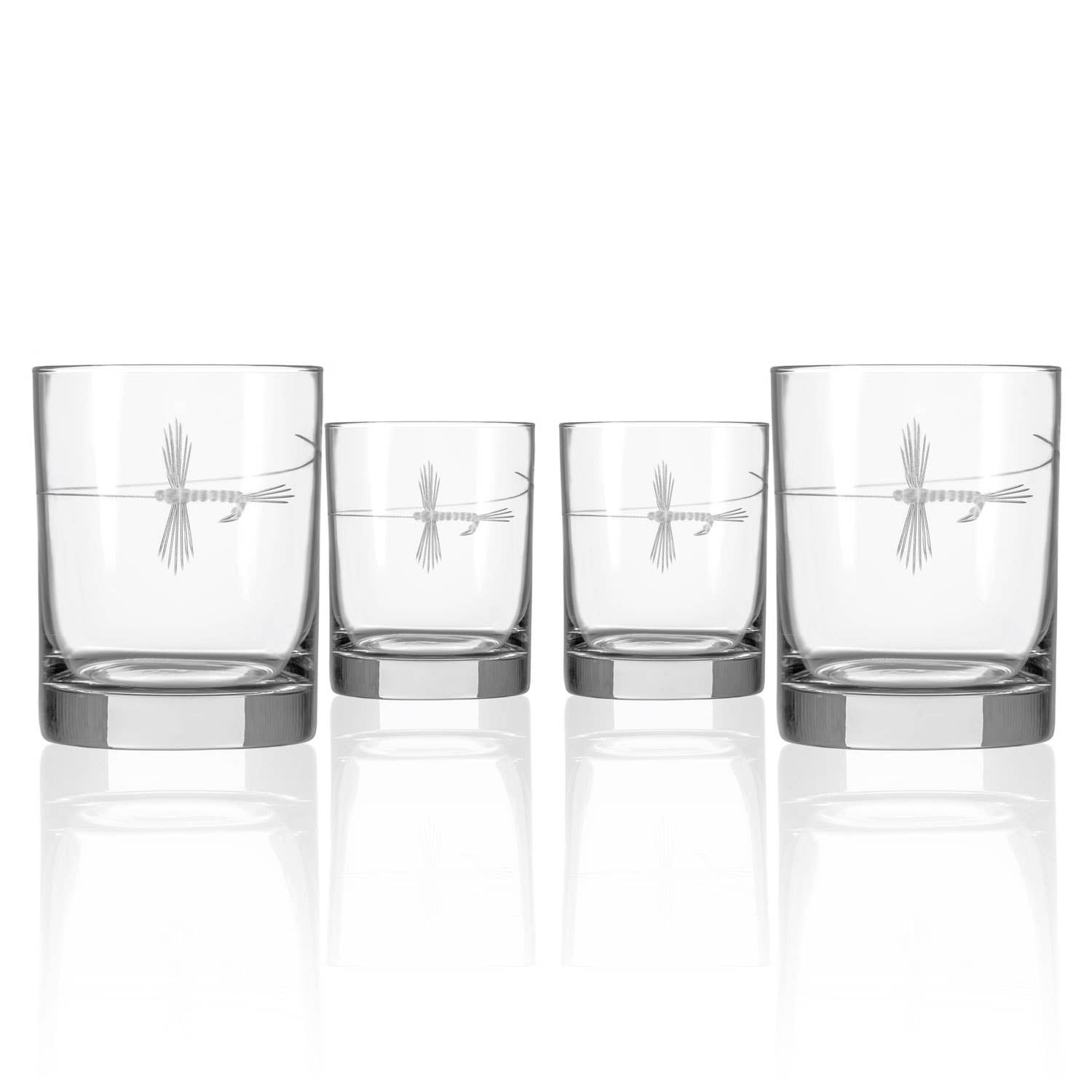 Fly Fishing Double Old Fashioned Glass 13oz