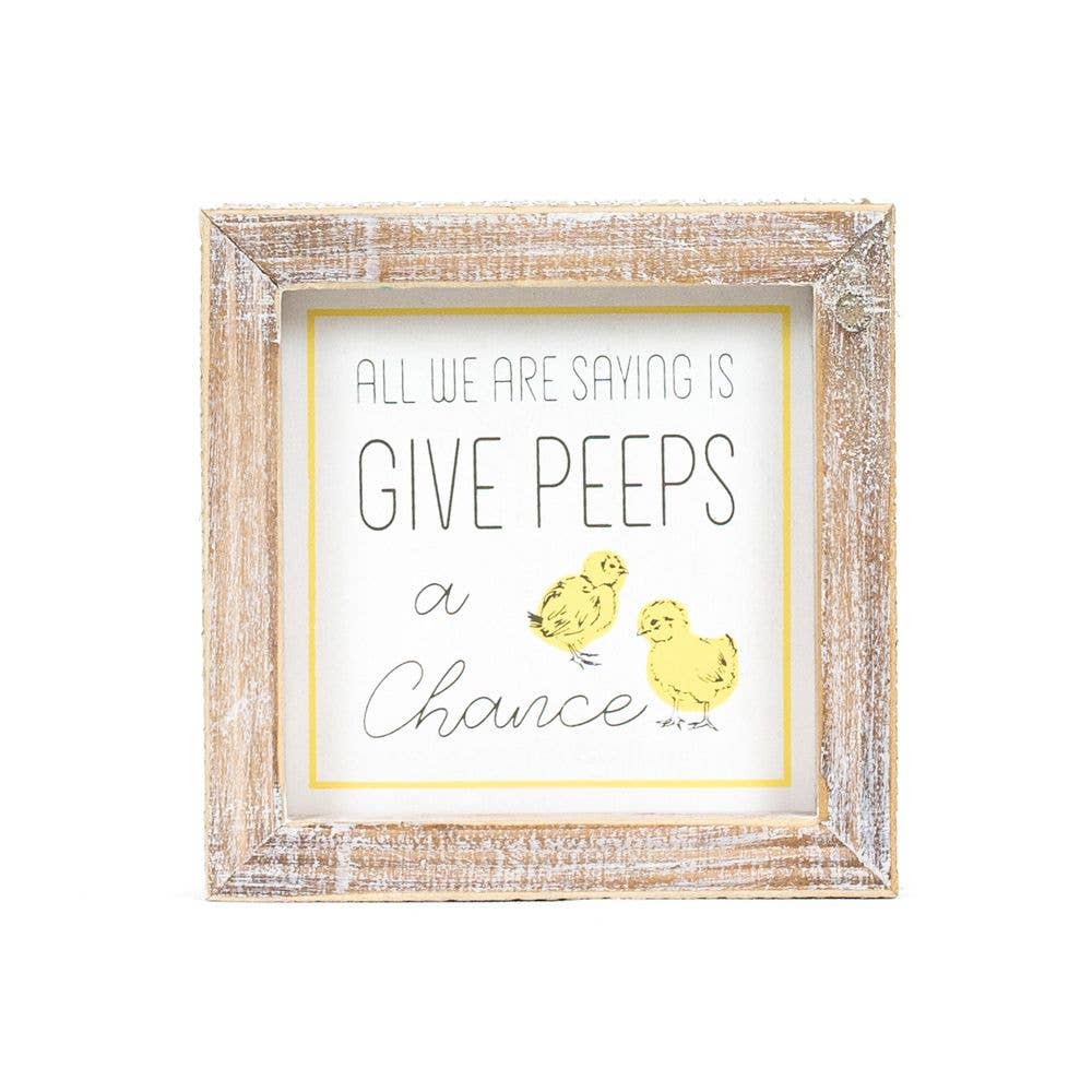 35015 - 5x5 wood frame sign CHICK/PEEPS Easter Spring decor