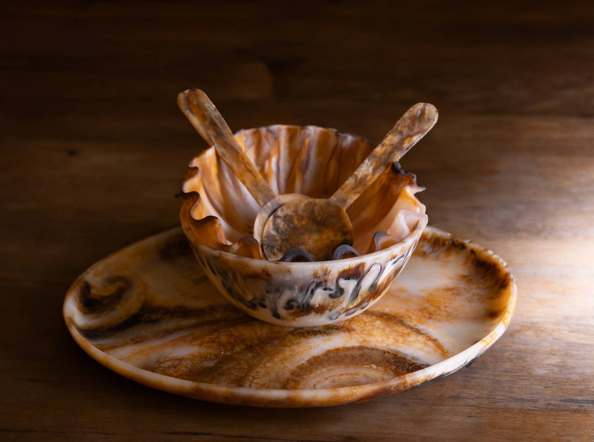 Tortoiseshell Salad Servers Set of 2