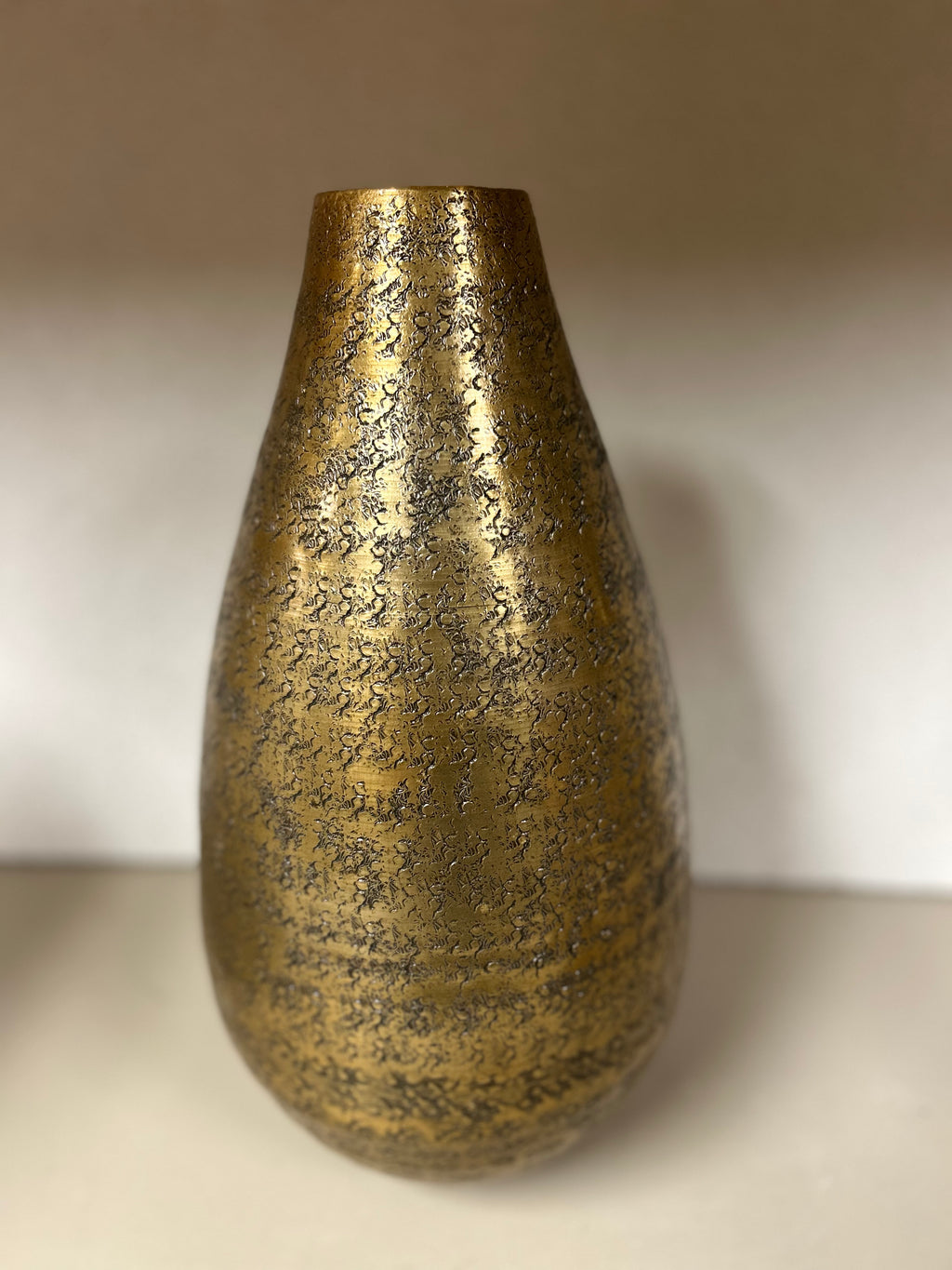 Gold Hammered Metal Vase