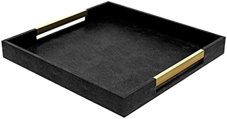 Black Snake Skin Tray with Gold Handles