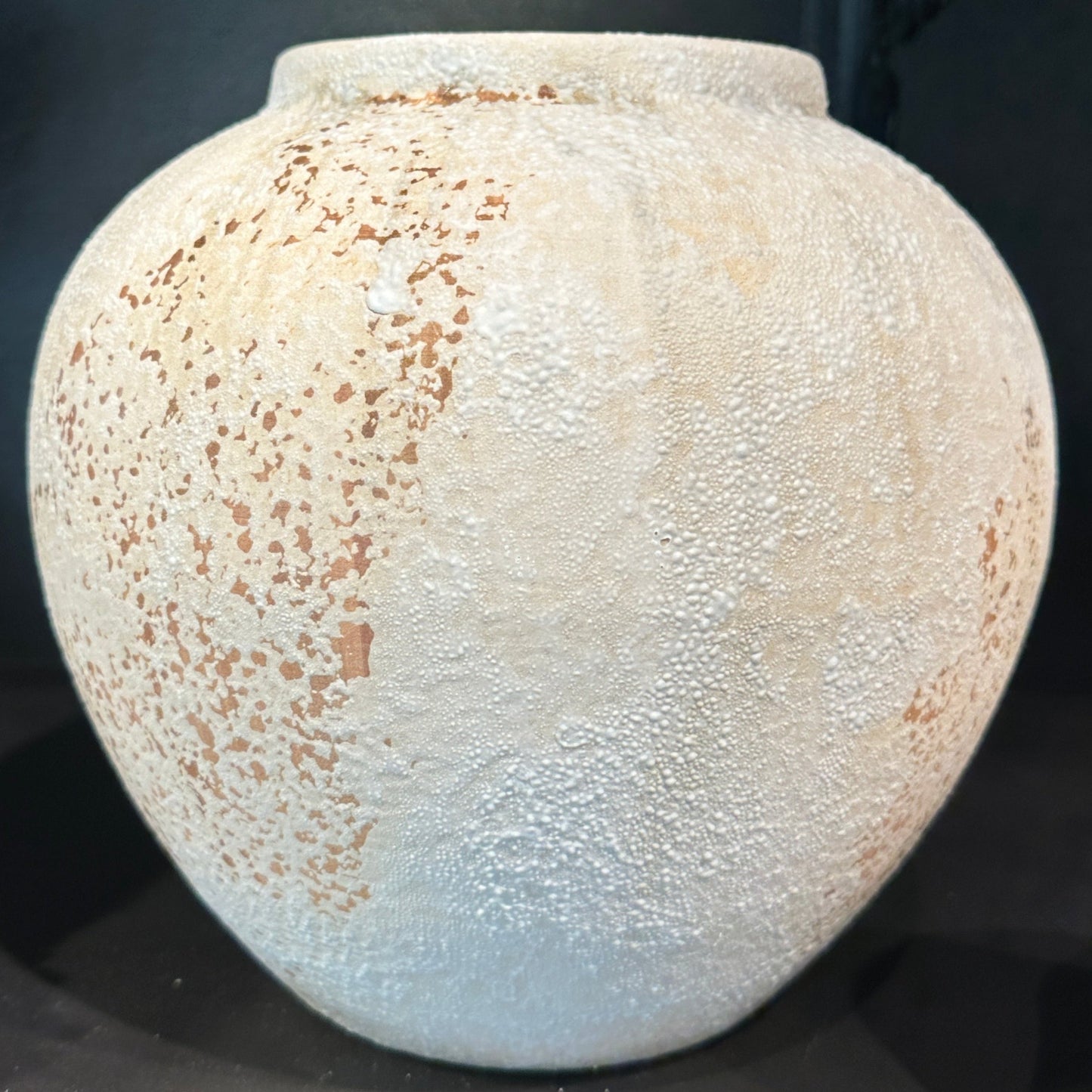 White and tan textured vase